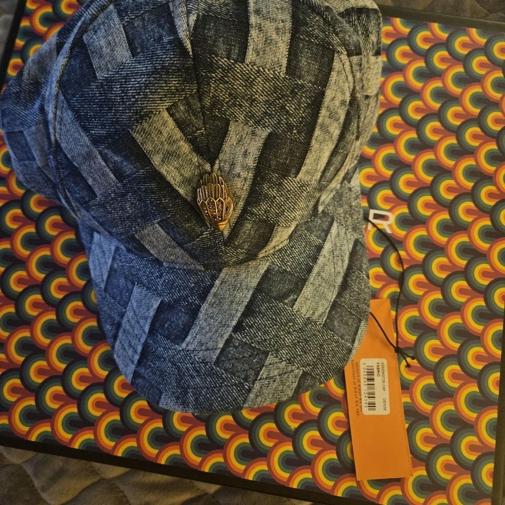 Blue Denim Cap with Gold Accent